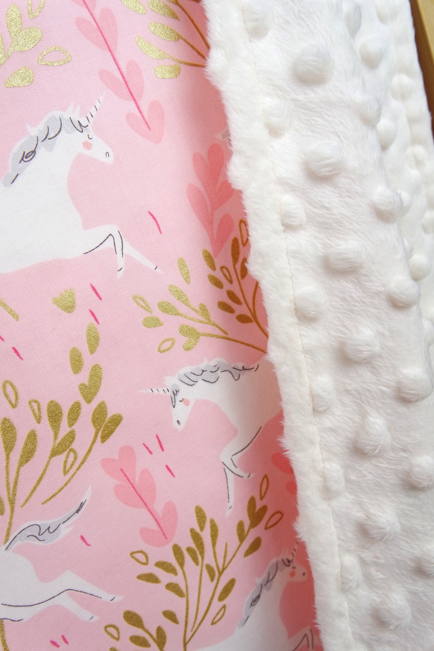 SALE -Pink & Gold Unicorn Baby Blanket