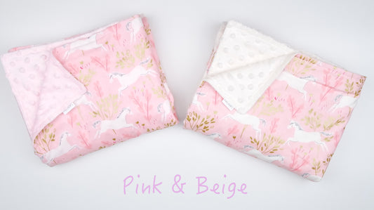 SALE -Pink & Gold Unicorn Baby Blanket