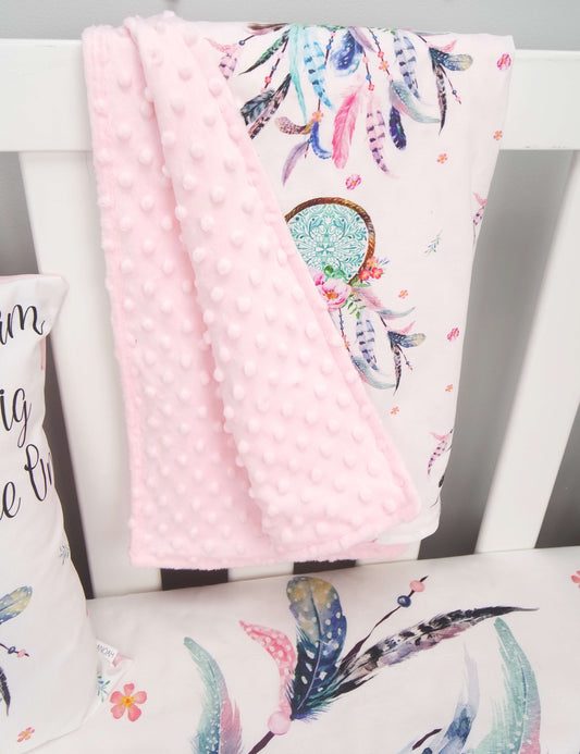 Pink Dreamcatcher Minky Baby Blanket