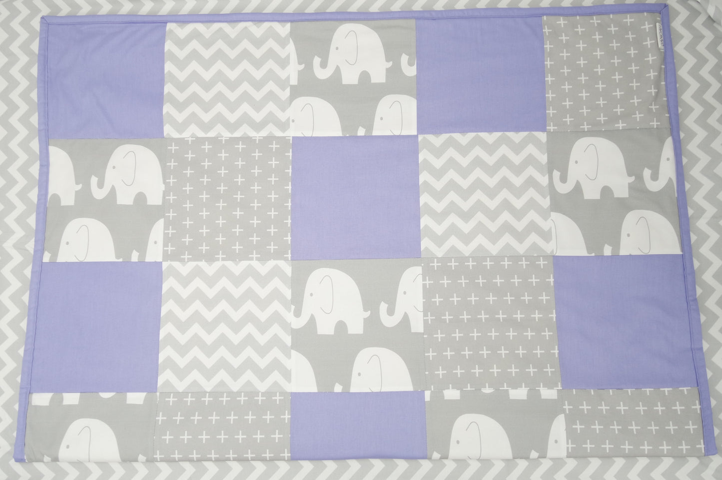 Purple & Grey Elephant Patchwork Quilt