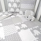 Plush Elephant Toy in Grey and White