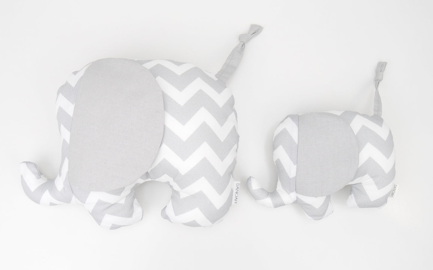 Plush Elephant Toy in Grey and White