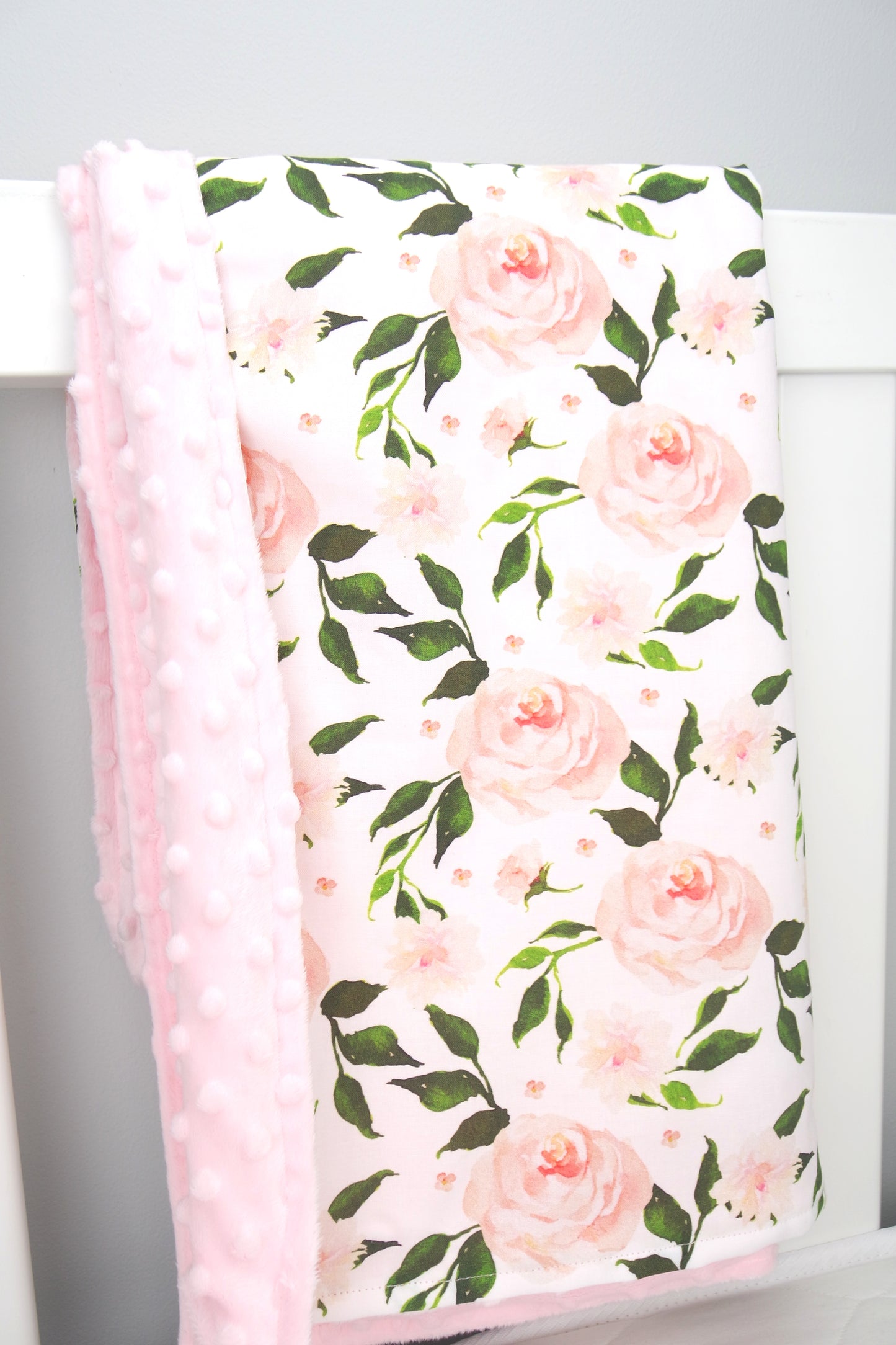Minky Baby Blanket with Elegant Roses