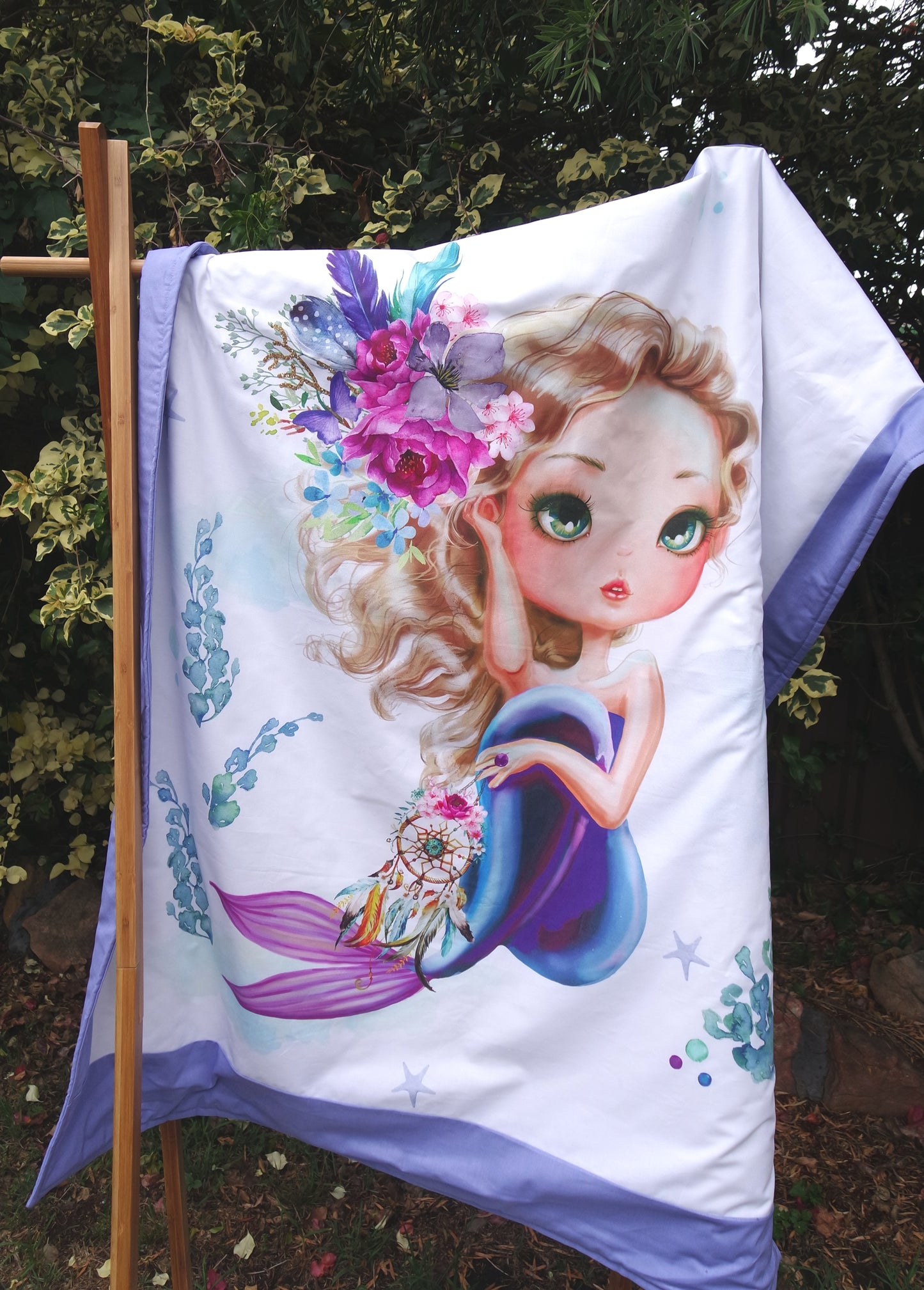 Purple Boho Mermaid Cot Quilt