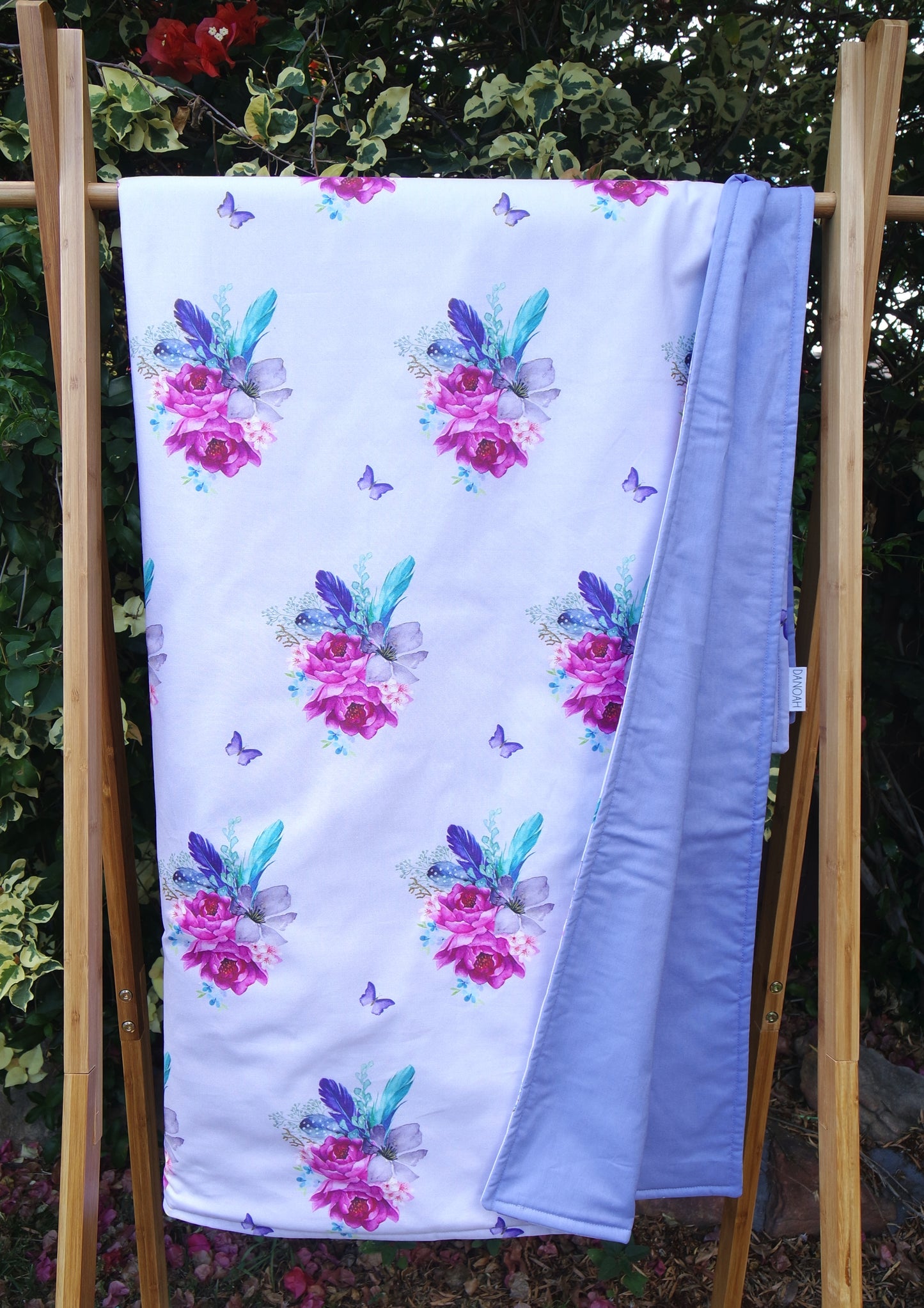 Purple Boho Floral Cot Quilt