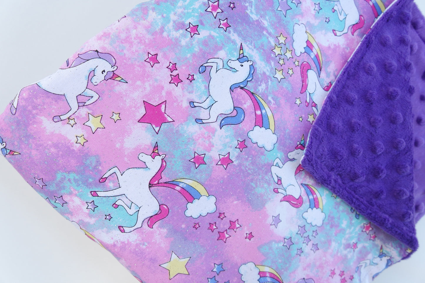 Minky Baby Blanket with Rainbow Unicorns