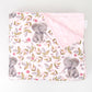 Pink Floral Elephant Minky Baby Blanket