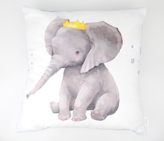 Blue Crown Elephant Cushion Cover