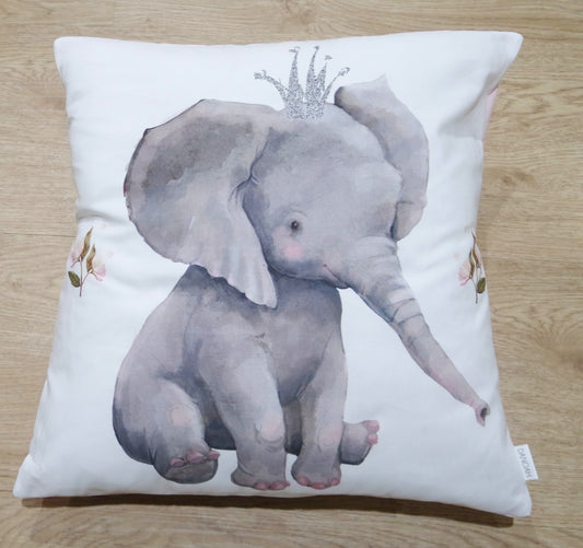 Pink Floral Elephant Cushion Cover