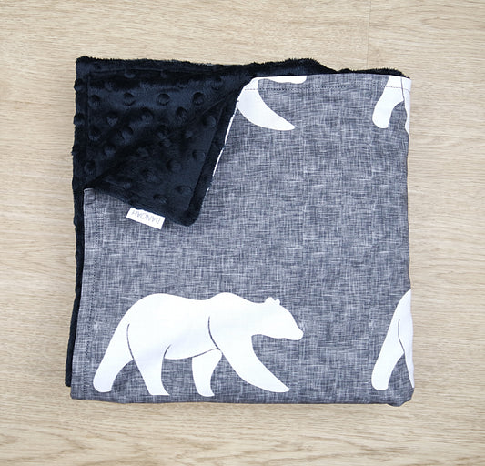 Grey Bear Minky Baby Blanket