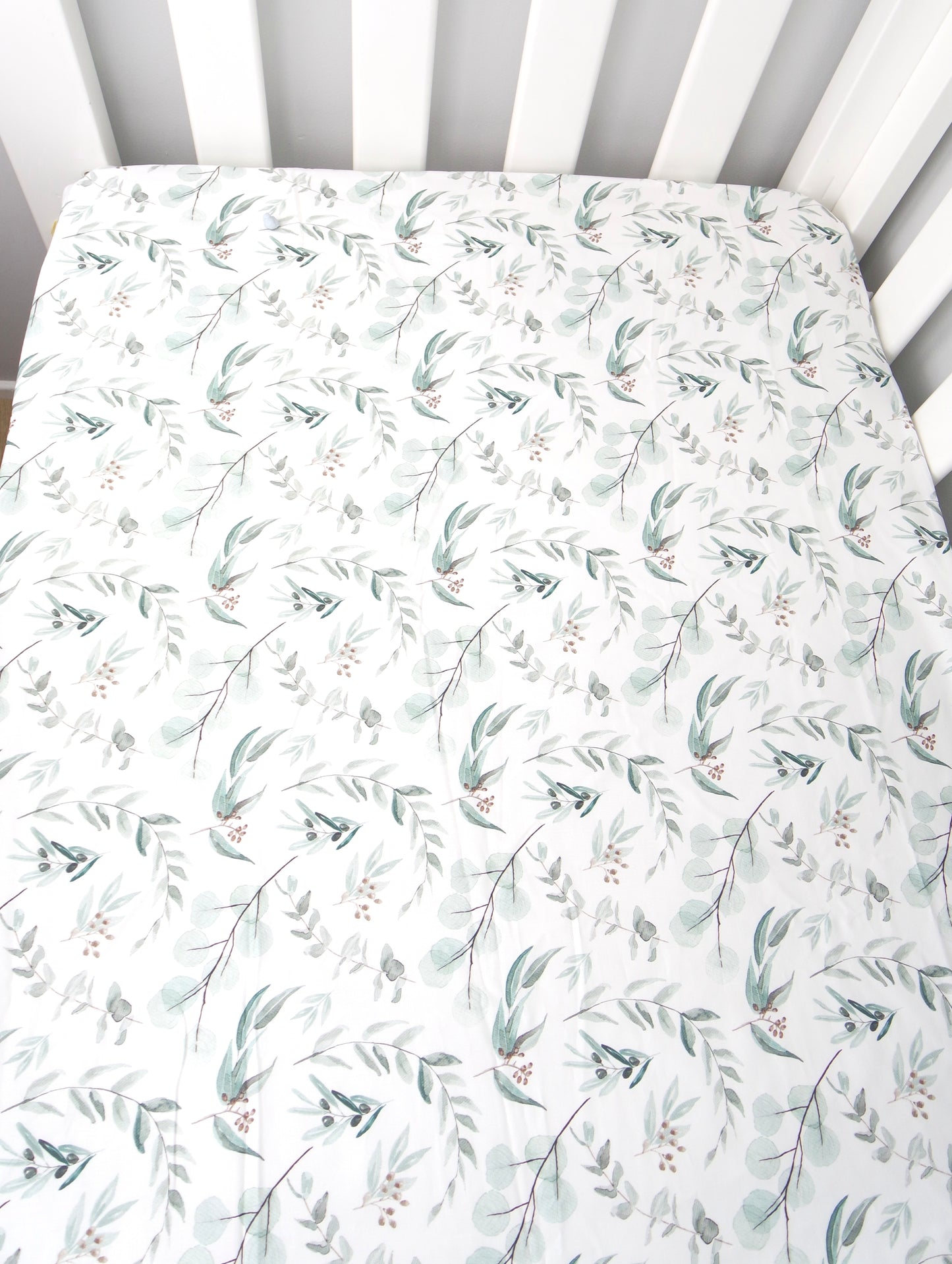 100% Cotton Cot/Bassinet Fitted Sheet or Change Table Cover - Eucalyptus