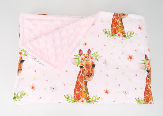 Girl Giraffe Minky Baby Blanket