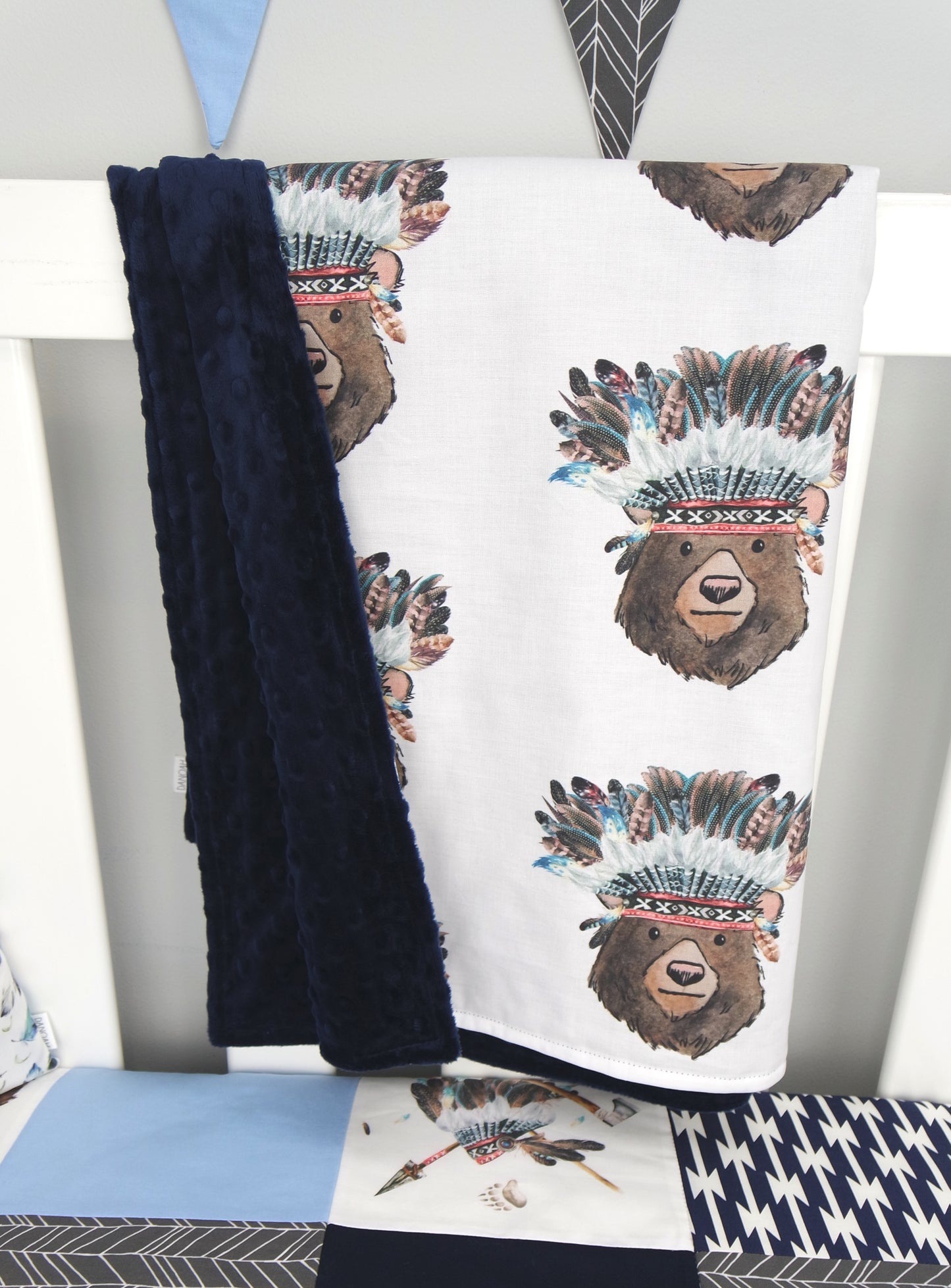 Tribal Bear Minky Baby Blanket