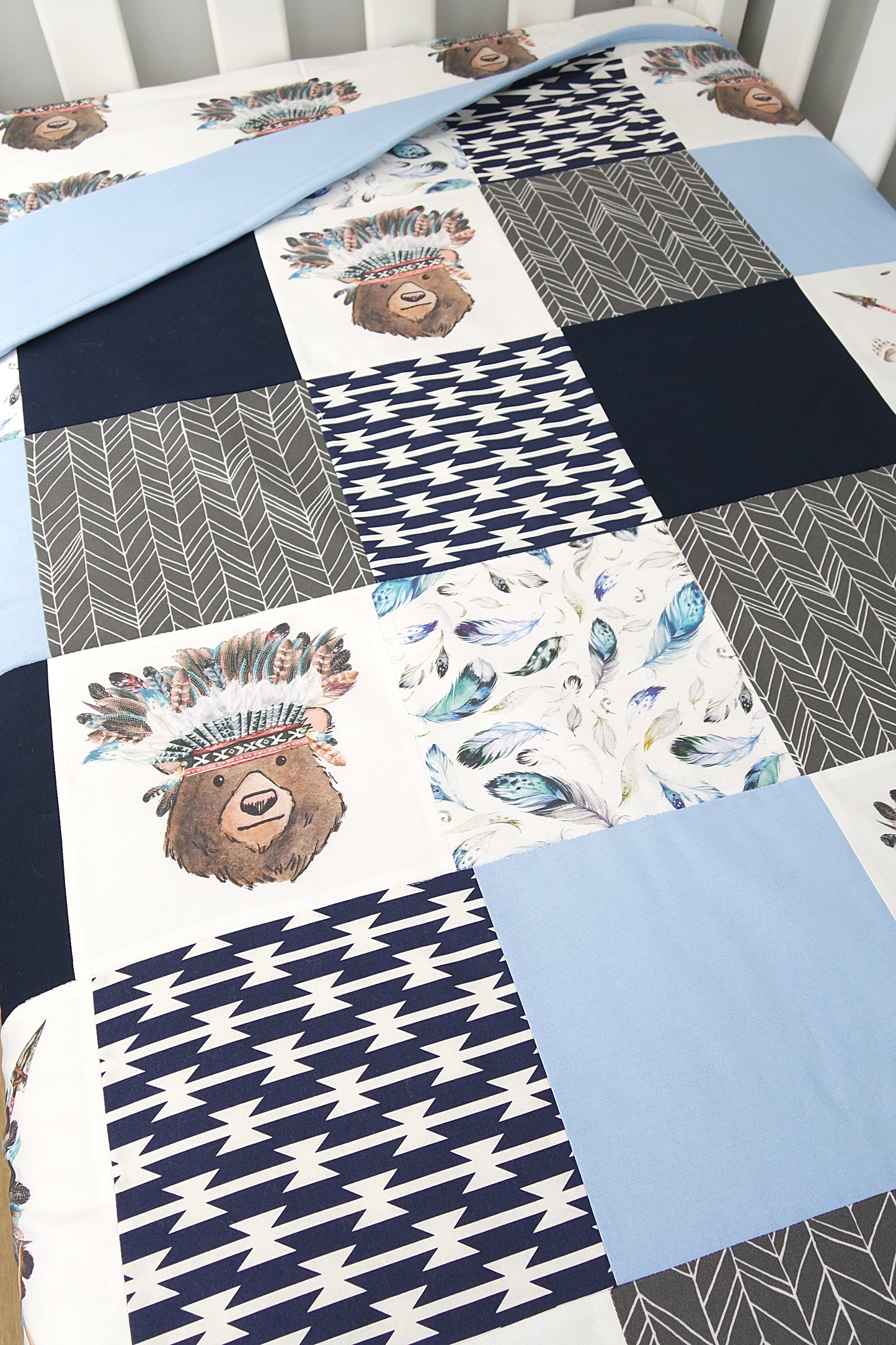 Tribal Bear Patchwork Quilt