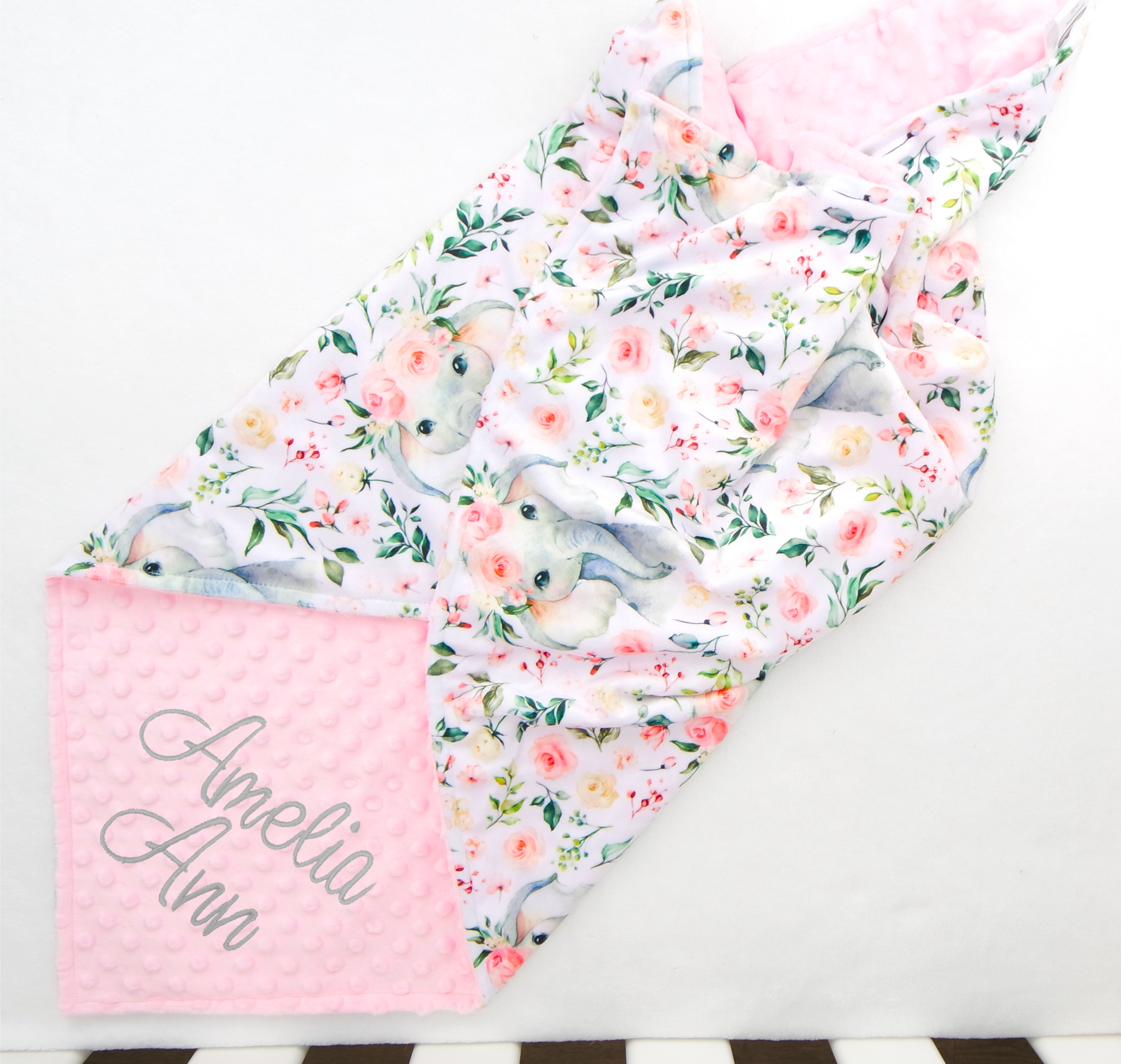 Embroidered Personalised Minky Dot Blanket