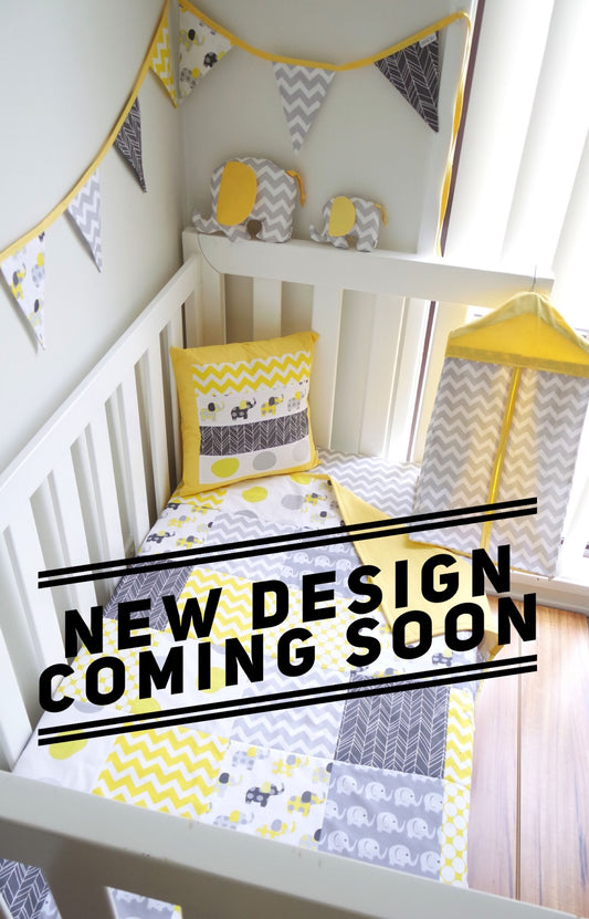 Yellow & Grey Elephant Patchwork Quilt
